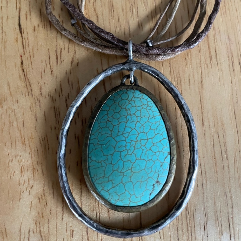 Retired Silpada Howlite Pendant, Silver, Brass, multi-strand necklace